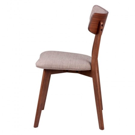 Silla Comedor Tapizada Color Nogal Modelo Nais Tapizado Gris Dark