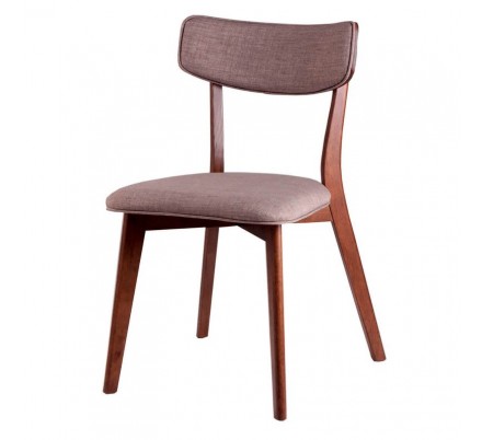 Silla Comedor Tapizada Color Nogal Modelo Nais Tapizado Gris Dark