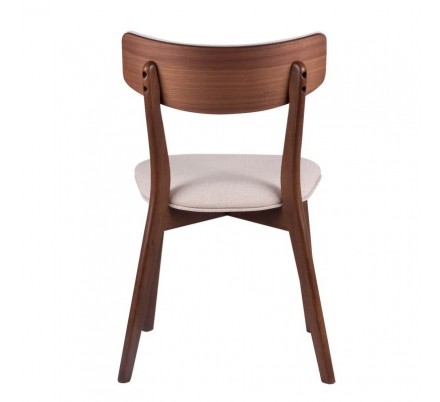Silla Comedor Tapizada Color Nogal Modelo Nais Tapizado Gris Dark