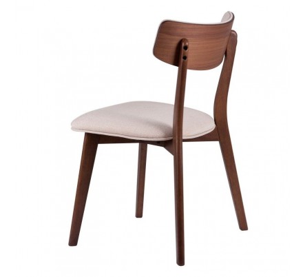Silla Comedor Tapizada Color Nogal Modelo Nais Tapizado Gris Dark