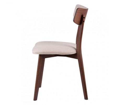 Silla Comedor Tapizada Color Nogal Modelo Nais Tapizado Gris Dark
