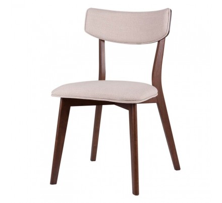 Silla Comedor Tapizada Color Nogal Modelo Nais Tapizado Gris Dark