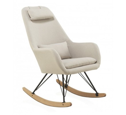 SILLÓN BALANCIN MECEDORA TAPIZADO PATAS METALICAS Y PATIN EN MADERA DE HAYA MODELO NIMBUS