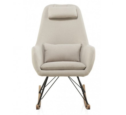 SILLÓN BALANCIN MECEDORA TAPIZADO PATAS METALICAS Y PATIN EN MADERA DE HAYA MODELO NIMBUS