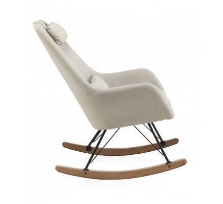 SILLÓN BALANCIN MECEDORA TAPIZADO PATAS METALICAS Y PATIN EN MADERA DE HAYA MODELO NIMBUS