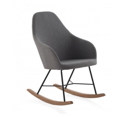 SILLÓN BALANCIN MECEDORA TAPIZADO PATAS METALICAS Y PATIN EN MADERA DE HAYA MODELO MUNICH