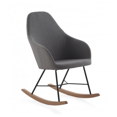 SILLÓN BALANCIN MECEDORA TAPIZADO PATAS METALICAS Y PATIN EN MADERA DE HAYA MODELO MUNICH