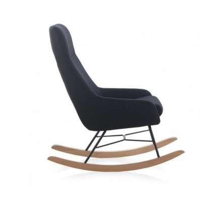 SILLÓN BALANCIN MECEDORA TAPIZADO PATAS METALICAS Y PATIN EN MADERA DE HAYA MODELO STELA