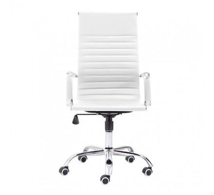 Silla de oficina Diseño Modelo Letter Tapizada Símil Piel Blanco
