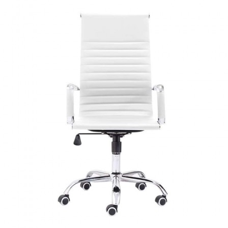 Silla de oficina Diseño Modelo Letter Tapizada Símil Piel Blanco