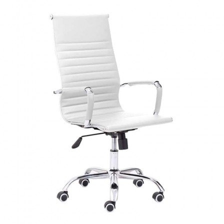 Silla de oficina Diseño Modelo Letter Tapizada Símil Piel Blanco