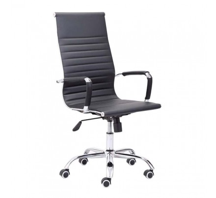 Silla de oficina Diseño Modelo Letter Tapizada Símil Piel Negro