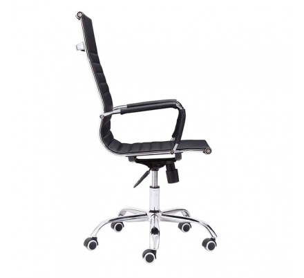 Silla de oficina Diseño Modelo Letter Tapizada Símil Piel Negro