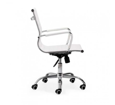 Silla de oficina Diseño Modelo Lucy Tapizada Símil Piel Blanco
