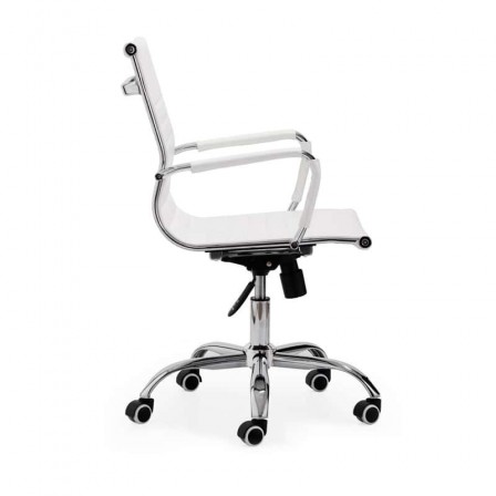 Silla de oficina Diseño Modelo Lucy Tapizada Símil Piel Blanco