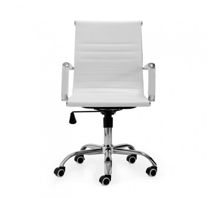Silla de oficina Diseño Modelo Lucy Tapizada Símil Piel Blanco