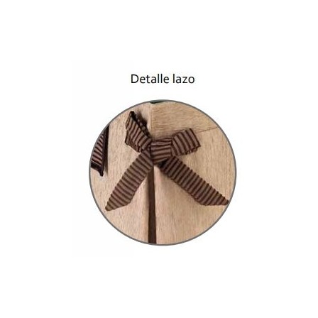 Pack Mesa Camilla Completa Modelo Roc de 110x70 o 120x70 color beige con camino largo con bies y lazos decorativos.