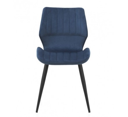 SILLÓN GIRATORIO TAPIZADO MODELO MAURO PATAS METALICAS TERCIOPELO AZUL