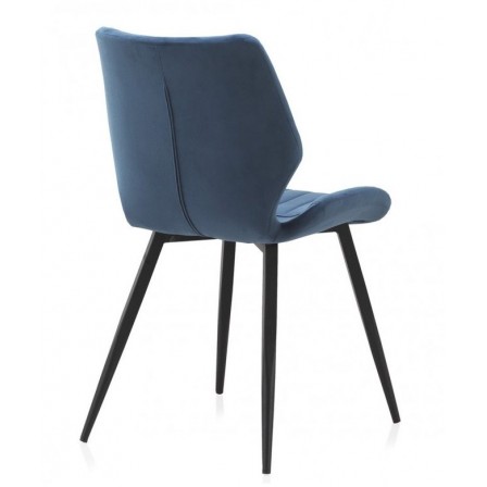 SILLÓN GIRATORIO TAPIZADO MODELO MAURO PATAS METALICAS TERCIOPELO AZUL