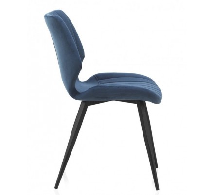 SILLÓN GIRATORIO TAPIZADO MODELO MAURO PATAS METALICAS TERCIOPELO AZUL
