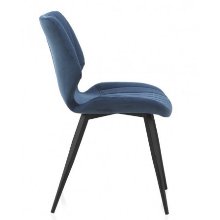 SILLÓN GIRATORIO TAPIZADO MODELO MAURO PATAS METALICAS TERCIOPELO AZUL