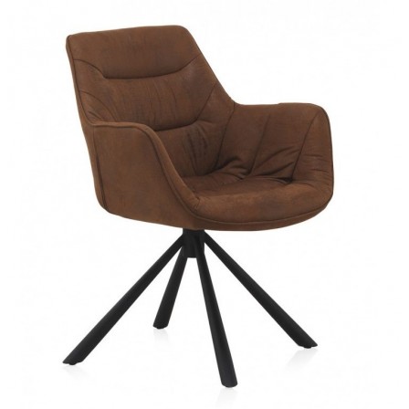 SILLÓN GIRATORIO TAPIZADO MODELO MAURO PATAS METALICAS TERCIOPELO AZUL