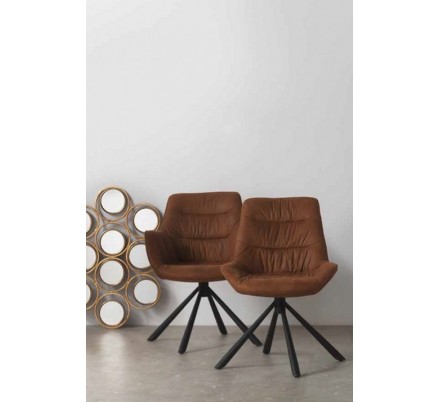 SILLÓN GIRATORIO TAPIZADO MODELO MAURO PATAS METALICAS TERCIOPELO AZUL