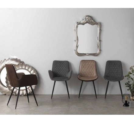 SILLÓN GIRATORIO TAPIZADO MODELO MAURO PATAS METALICAS TERCIOPELO AZUL