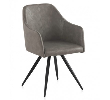 SILLÓN GIRATORIO TAPIZADO MODELO MAURO PATAS METALICAS TERCIOPELO AZUL