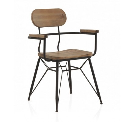 SILLÓN ESTRUCTURA METAL ASIENTO DE MADERA MODELO DANES