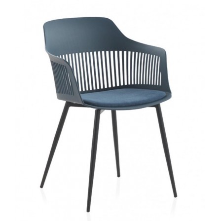 SILLÓN GIRATORIO TAPIZADO MODELO MAURO PATAS METALICAS TERCIOPELO AZUL