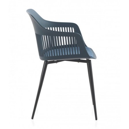 SILLÓN GIRATORIO TAPIZADO MODELO MAURO PATAS METALICAS TERCIOPELO AZUL
