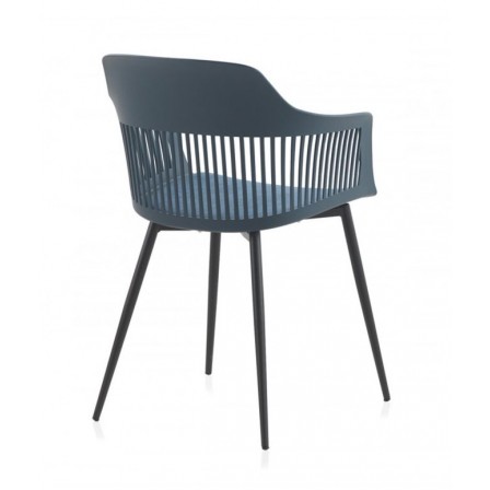 SILLÓN GIRATORIO TAPIZADO MODELO MAURO PATAS METALICAS TERCIOPELO AZUL