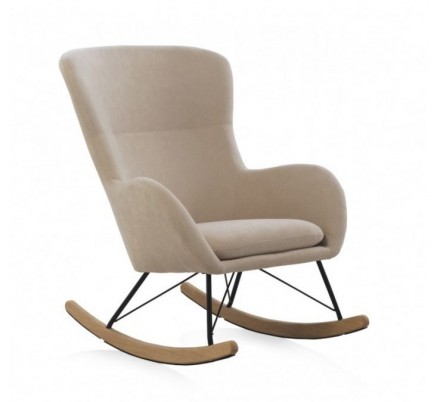 SILLÓN BALANCIN MECEDORA TAPIZADO PATAS METALICAS Y PATIN EN MADERA DE HAYA MODELO NIMBUS