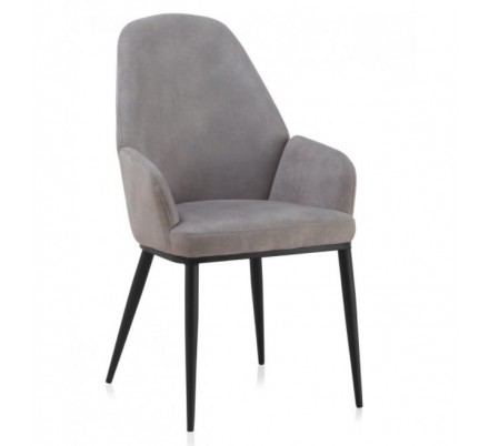 SILLÓN GIRATORIO TAPIZADO MODELO MAURO PATAS METALICAS TERCIOPELO AZUL