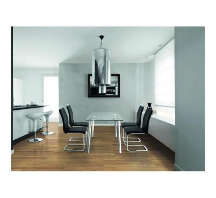Mesa Comedor Modelo Duke Acero y Cristal - Varias Medidas