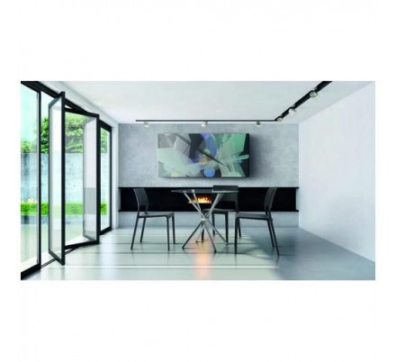 Mesa Comedor Modelo Geno Acero Cromado-Cristal Templado 80º