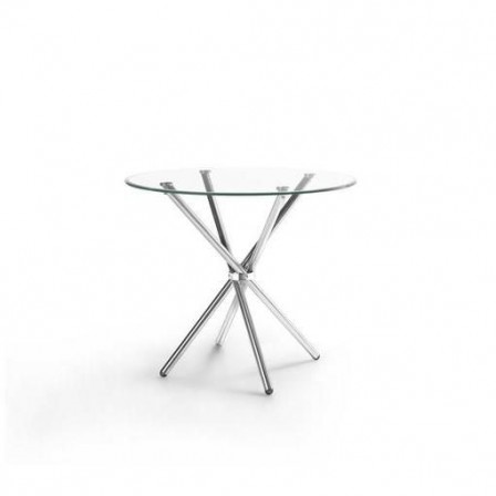 Mesa Comedor Modelo Geno Acero Cromado-Cristal Templado 80º