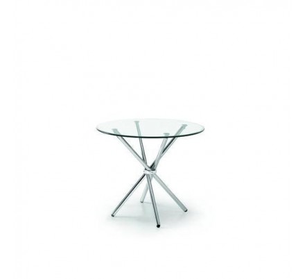 Mesa Comedor Modelo Geno Acero Cromado-Cristal Templado 80º