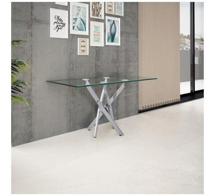 CONSOLA BILOBA ACERO CROMADO-CRISTAL 110X75
