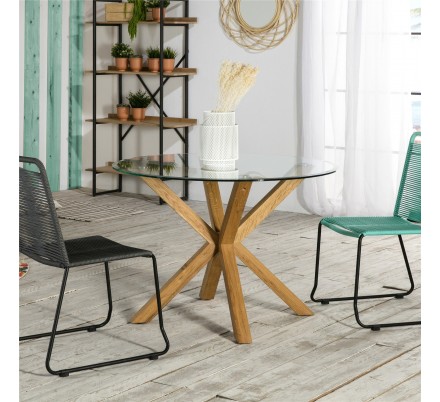MESA COMEDOR  REDONDA MODELO 152 CRISTAL 107X75