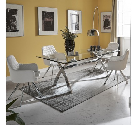 MESA COMEDOR MODELO 18 CRISTAL TEMPLADO 200X106