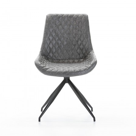 Silla Comedor Giratoria Gris Ecopiel Marrón