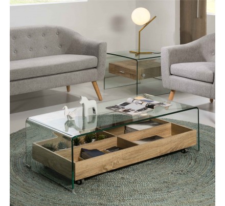 MESA CENTRO SIDNEY CT-227 CRISTAL COLOR ROBLE