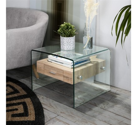 MESA AUXILIAR SIDNEY M-608 CRISTAL COLOR ROBLE