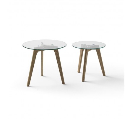 SET MESA AUXILIAR MODELO 910 CRISTAL MADERA NATURAL